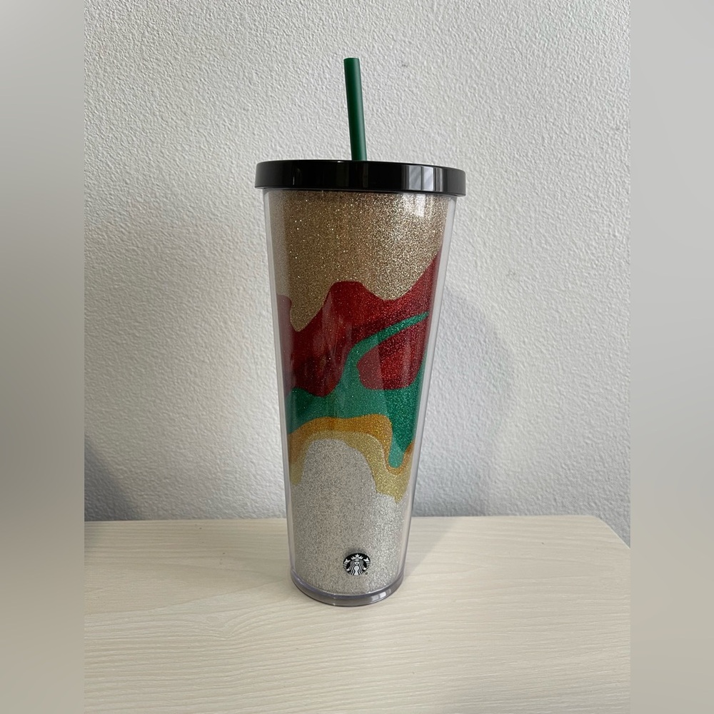 💃 STARBUCKS 2018 24oz. Flow Glitter Sparkle Marbled X2 Holiday Tumbler NWT